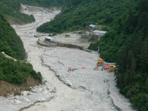 400 MW Vishnuprayag hydel project that got destroyed in June 2013 by the severe flash floods that swept through the Northern Indian state of Uttarakhand, (Courtesy: International Rivers)
