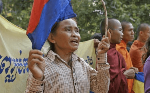 <p>Protest against the Stung Cheay Areng Dam in Cambodia, which would flood protected indigenous lands (Image by Kalyanee Mam)</p>