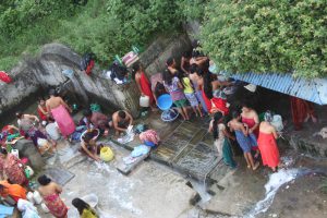 <p>Women queueing up to wash at a public water spout in Bhaisepati, Kathmandu Valley (Photo by Ramesh Bhushal)</p>