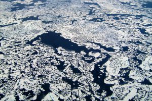 <p>Methane leaking through the cracks of melting permafrost in the Arctic (NASA&#8217;s Earth Observatory)</p>