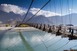 Suspension bridge between Khaplu and-Shyok valleys towards K2 [image by Ghulam Rasool]