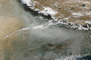<p>The blanket of pollutants over South Asia, as seen from the International Space Station [image by International Space Station]</p>