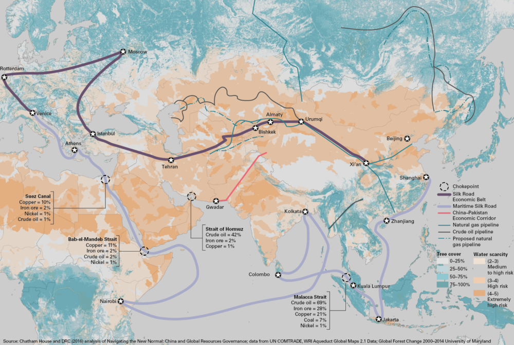 OBOR map, Belt and Road