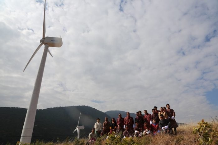 <p>A new wind turbine installed in Bhutan [image by Dawa Gyelmo]</p>