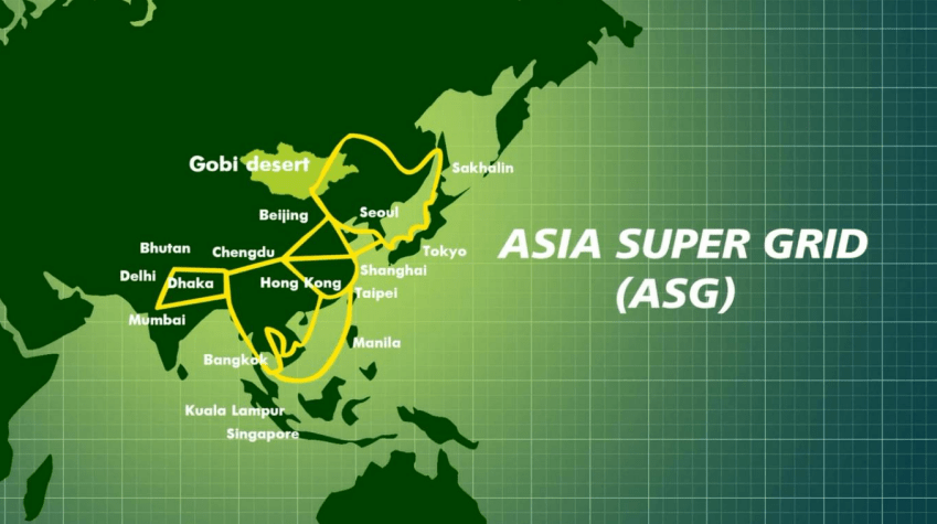Map of Asia super grid (ASG). This is one of a series of similar super grid proposals that date back at least to the 1970s (Source: IEA)
