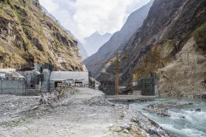 <p>Work is yet to resume at the Upper Tamakoshi dam site after the road was destroyed by last year&#8217;s earthquake. Image from Dolakha, Nepal. [All photos by Nabin Baral]</p>