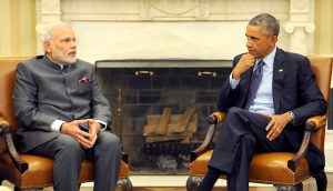 <p>Narendra Modi with  Barack Obama, at the White House, on September 30, 2014 [image by Press Information Bureau]</p>