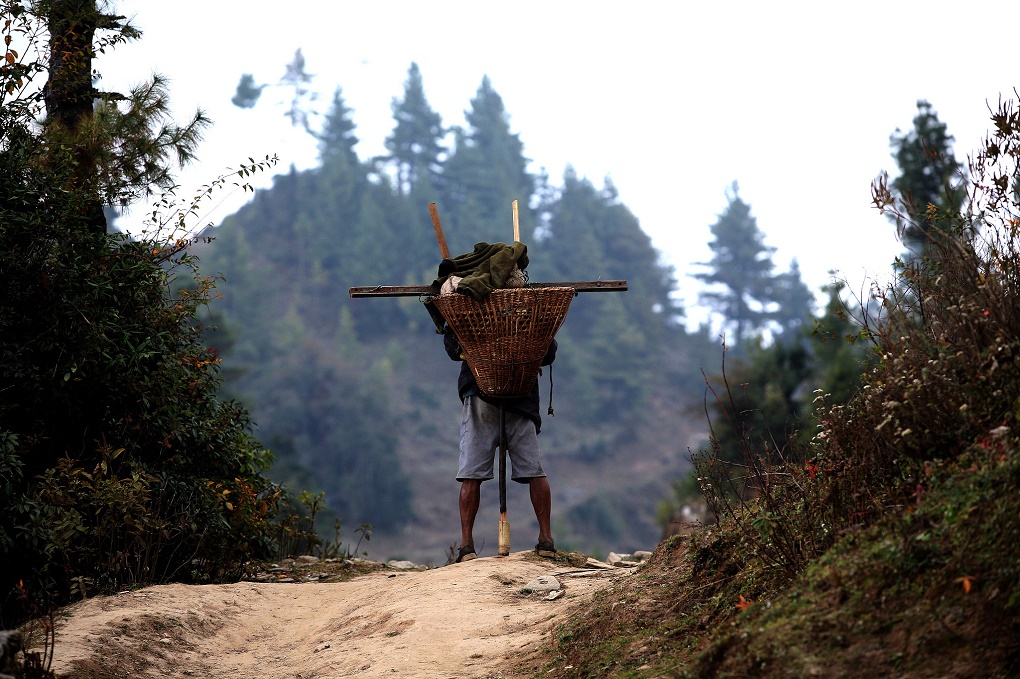 <p>A porter in Nepal rests his load [image by Asian Development Bank]</p>