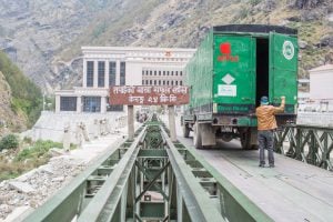 <p>A truck preparing to enter into China at Nepal&#8217;s border to Tibet in Rasuwagadhi [image by: Nabin Baral]</p>