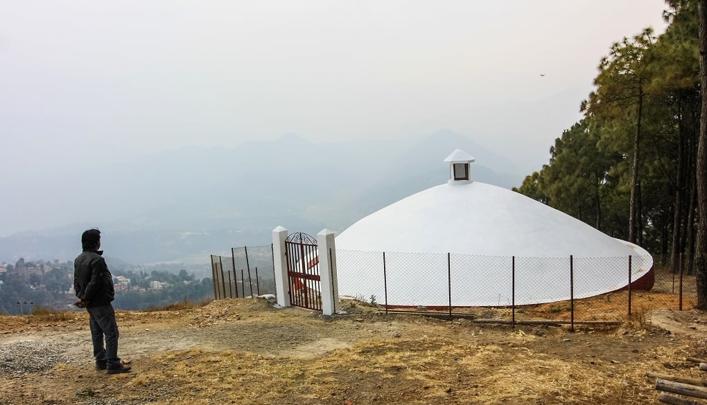 A newly built water tank on top of the Srinagar Hill in Palpa, western Nepal [image by: Abhaya Raj Joshi]
