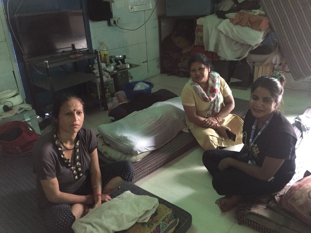 Residents and managers at women’s night shelter 85, New Delhi