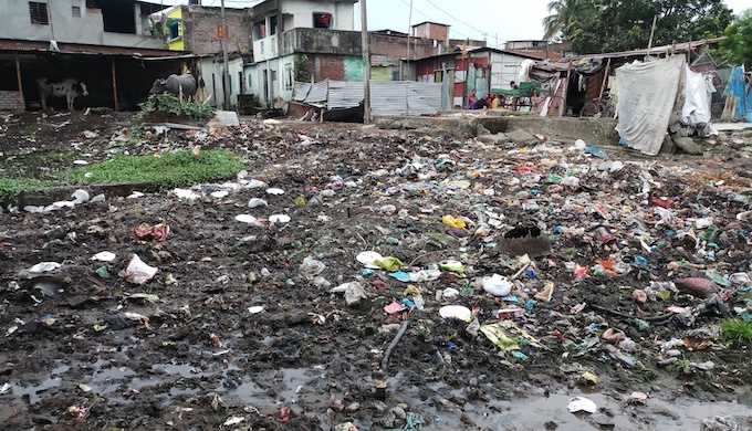 Encroachments and rubbish dumping have turned the Mahandanda River into a drain