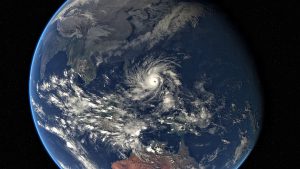 <p>Edited EUMETSAT image of Super Typhoon Hagupit next to the Philippines [image by: EUMETSAT, edited by Stuart Rankin]</p>