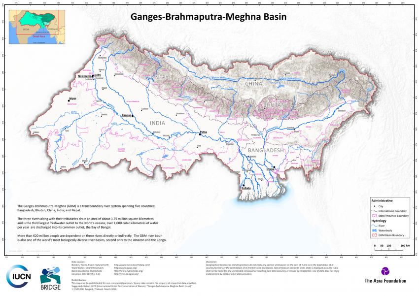 map of Ganges Brahmaputra Meghna Basin 
