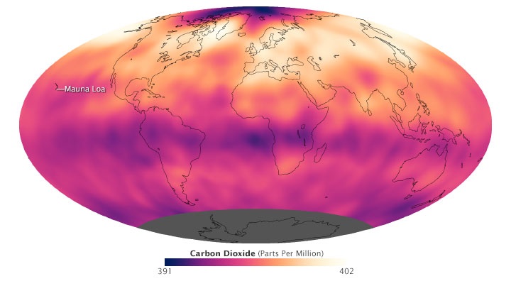 The first space-based instrument to independently measure atmospheric carbon dioxide day and night, and under both clear and cloudy conditions over the entire globe, was the Atmospheric Infrared Sounder (AIRS) on NASA’s Aqua satellite. 