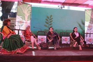 <p>The panel on “Women Victors, not Climate Victims” was asked why there was no male representation [image by: Manal Khan]</p>