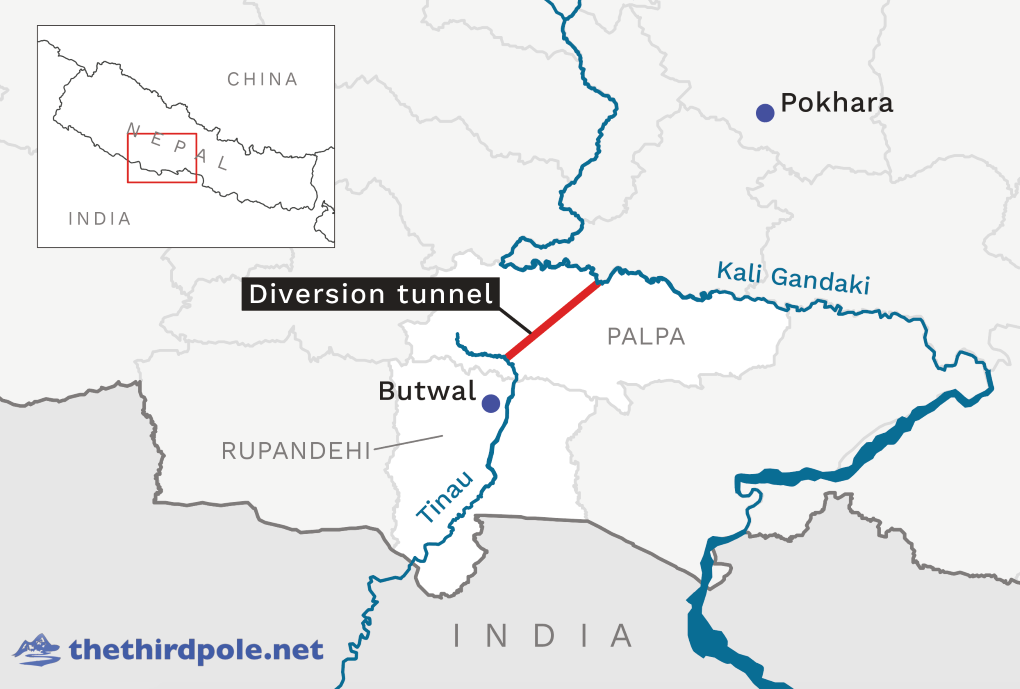 map of Tinau river diversion tunnel. 