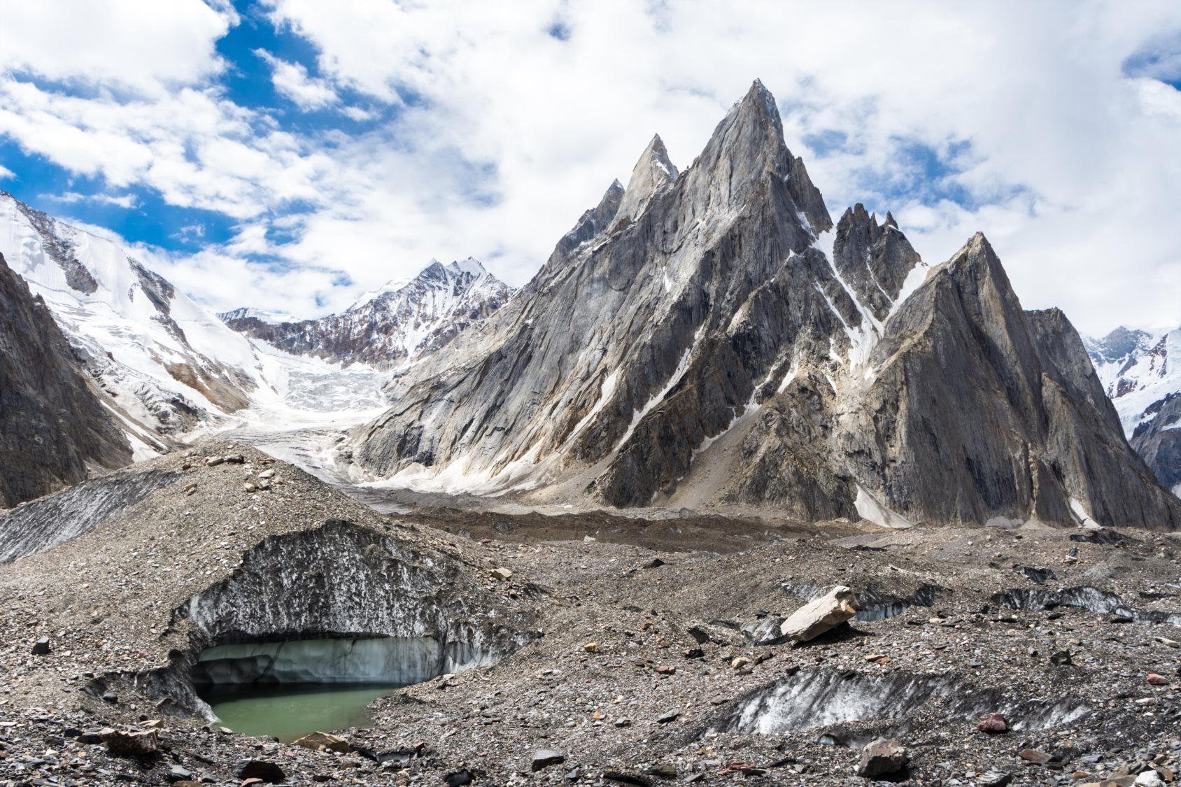 <p>Nuding pyramids and Nuding glacier, Baltoro glacier, Karakoram, Pakistan [image: Alamy]</p>