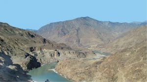 <p>The Indus at the site of the proposed Diamer Basha dam in Pakistan. The former chief justice&#8217;s interest in the controversial project is an example of judicial overreach. [image by: Water and Power Development Authority, Pakistan]</p>