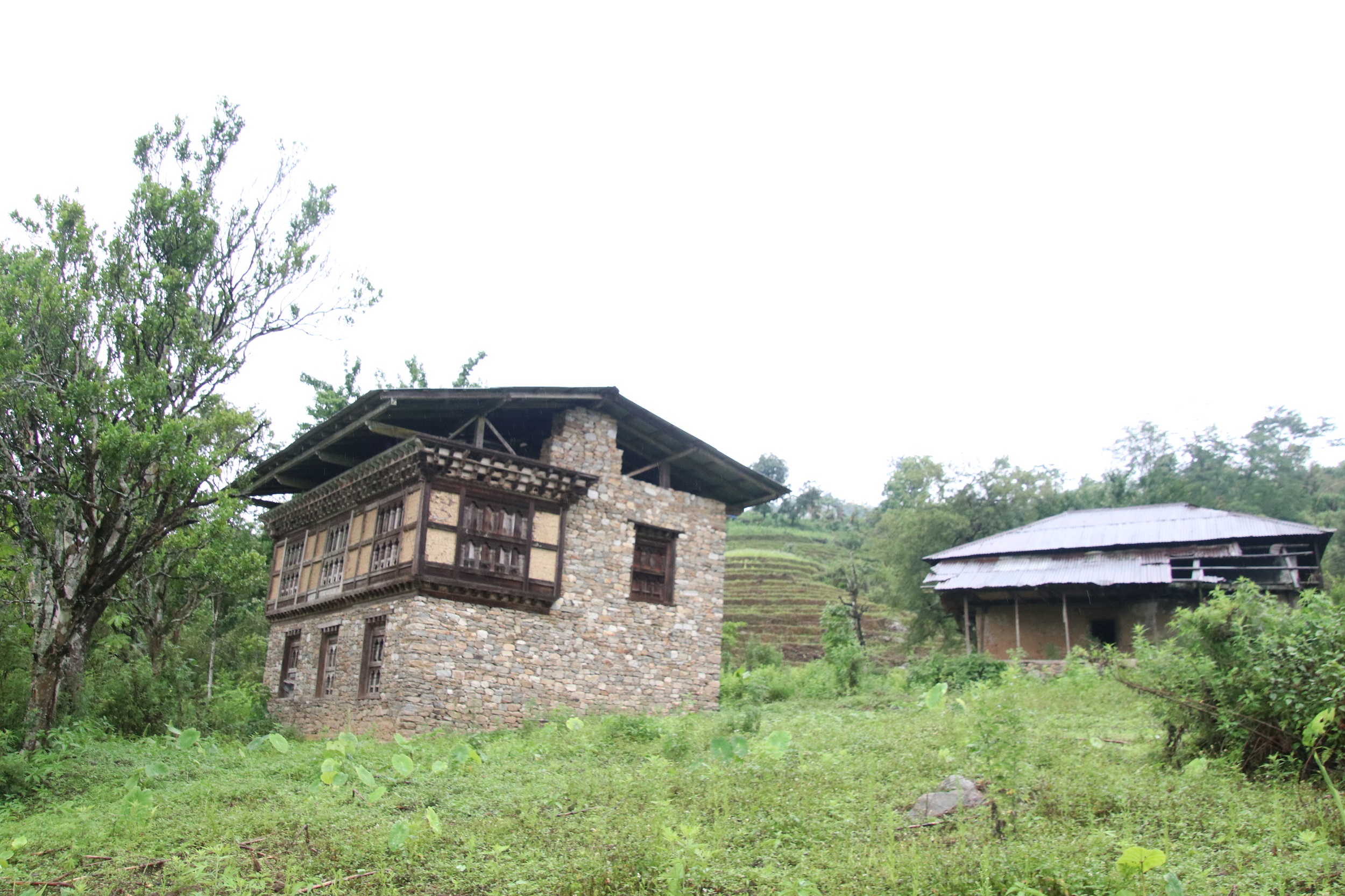 Two two-storey abandoned houses in Dagapela, Dagana