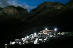 <p>View of the 1,500 year old Lingshed monastery in Ladakh after electrification in 2016 (photo credit: GHE)</p>