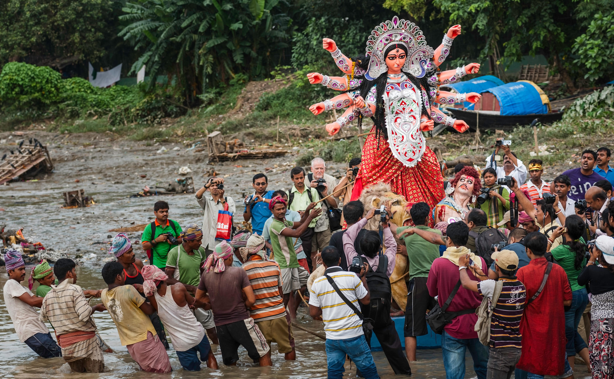 hindu goddess Durga idol immersion