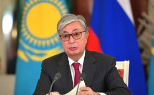 <p>Kassym-Jomart Tokayev, president of Kazakhstan, at a press conference in 2019. Kazakhstan was an outlier in Central Asia at the Climate Ambition Summit in December last year, as it pledged to achieve carbon neutrality by 2060 [image by: Russian Government/Alamy]</p>