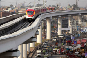 <p>Currently only about 0.6% of Lahore’s population use the Orange Line, with 24% of the trains&#8217; capacity being used [Image by: Xinhua/Jamil Ahmed]</p>