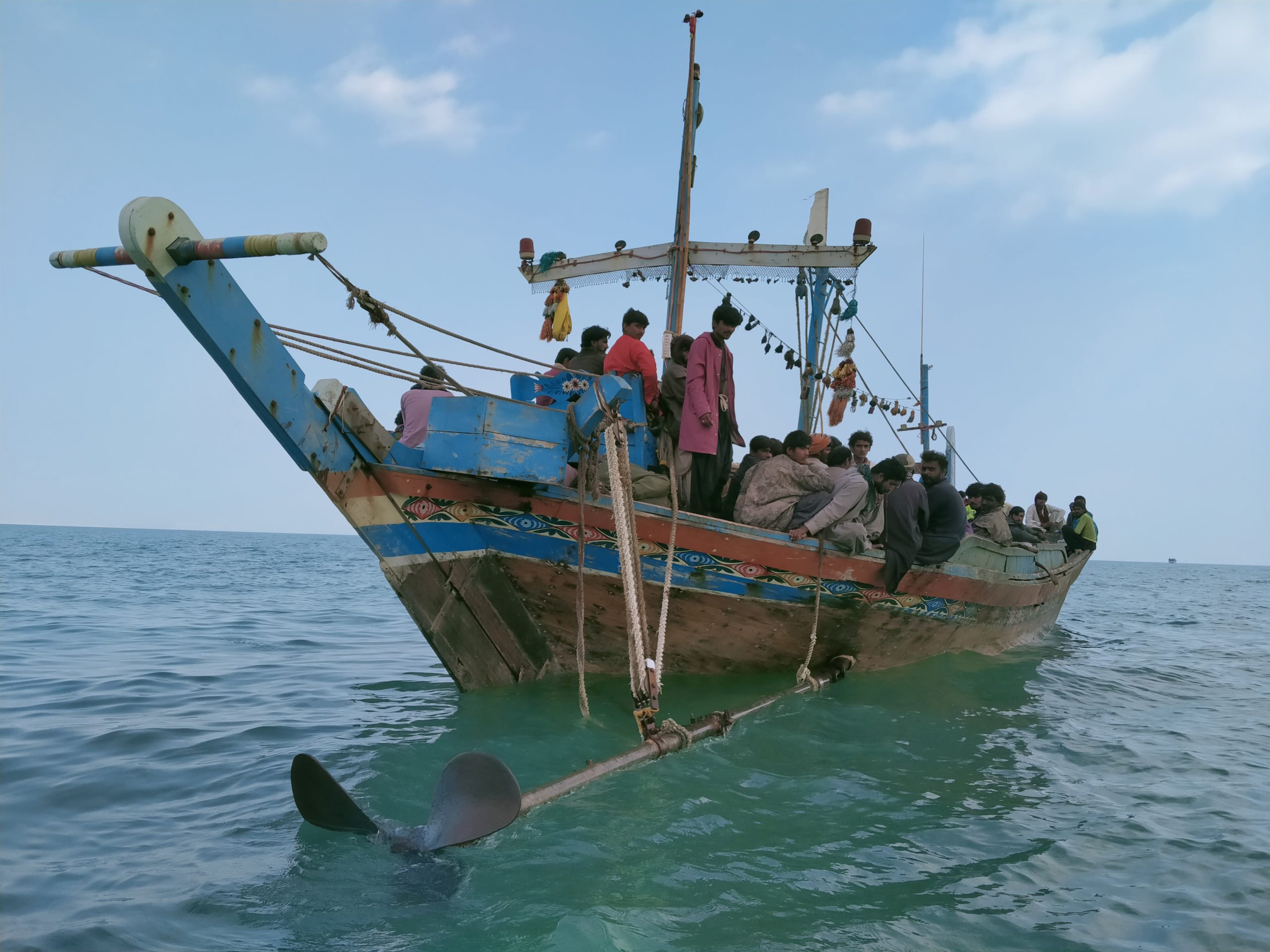 A Pakistani trawler tows a catch from the Arabian Sea