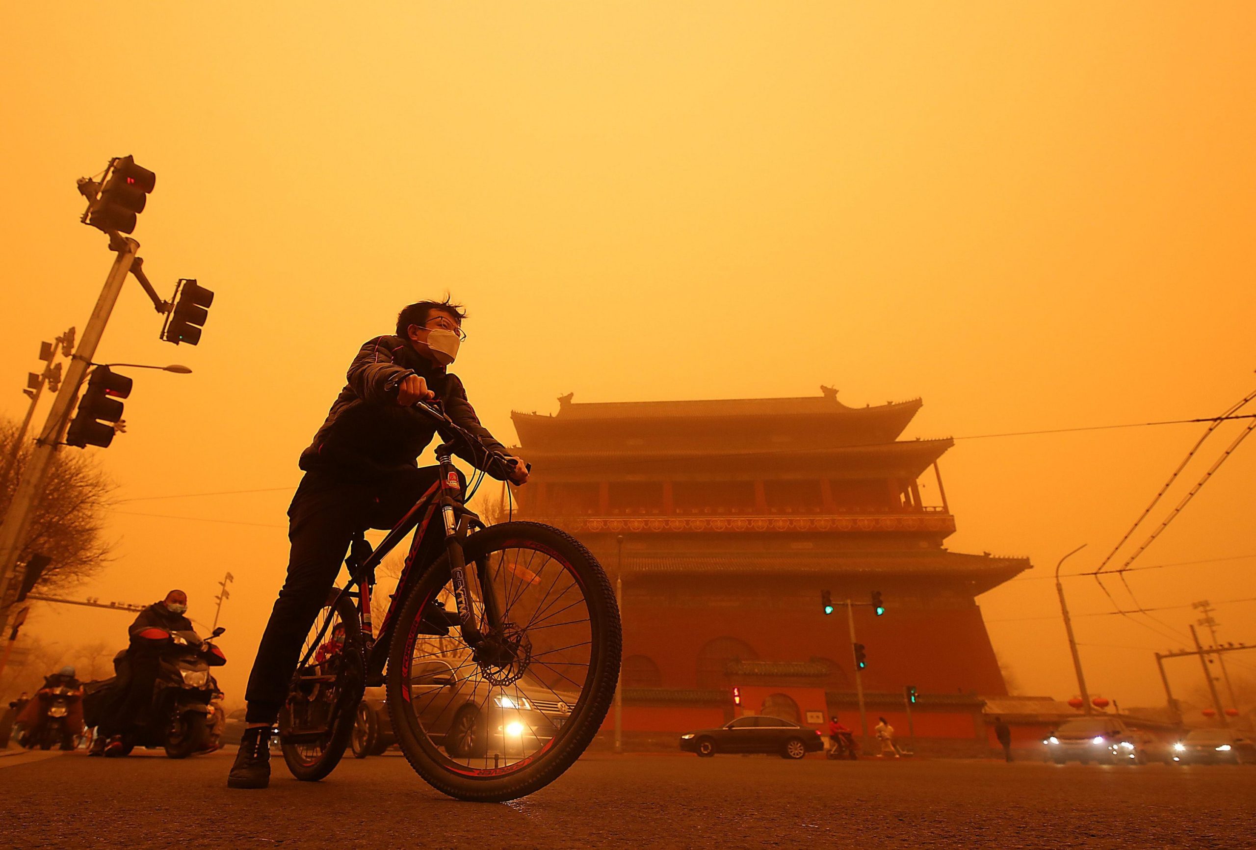 <p>Beijing during the recent sandstorm, 15 March 2021 (Image: Stephen Shaver / Alamy)</p>