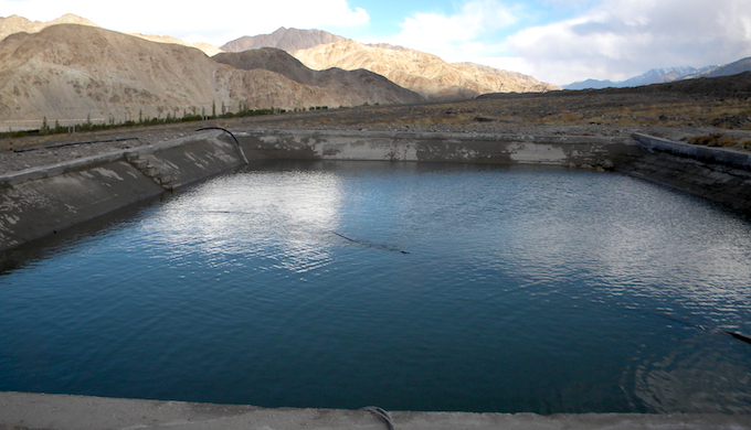 A shallow excavation to explore a source for geothermal energy in Ladakh 