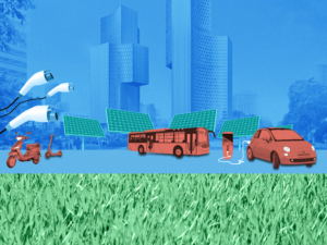 Electric vehicles in India collage illustration