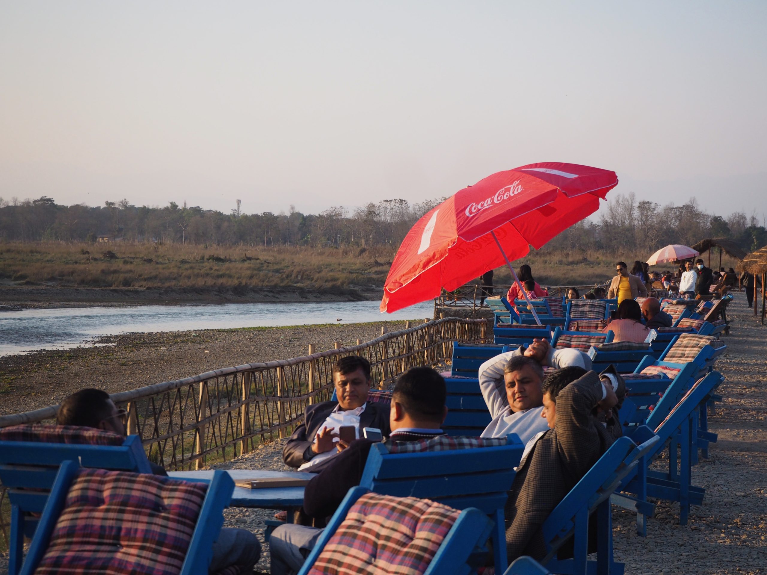 Domestic tourists in the town of Sauraha, Chitwan National Park