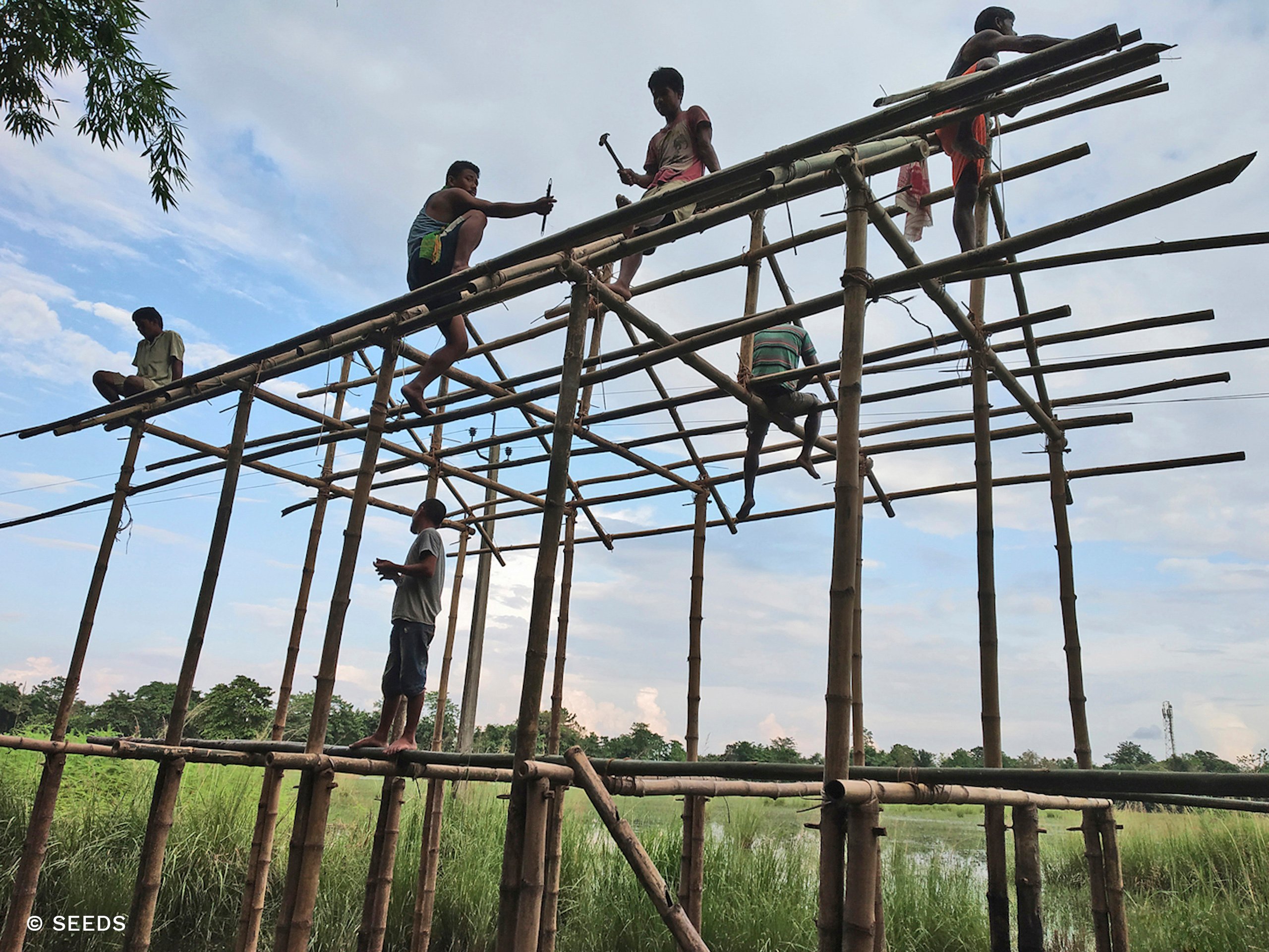 Stilt house made from bamboo in Assa, India, SEEDS