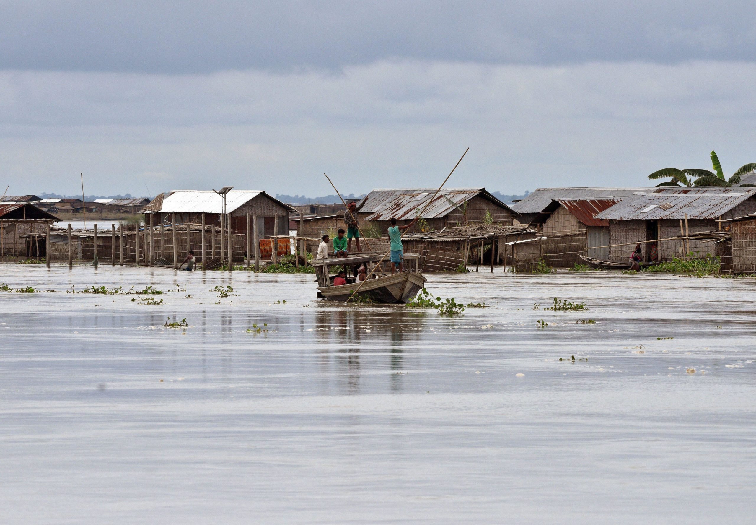 Flooded houses in Morigaon district, Assam, India