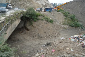 <p>A spring that has been blocked to widen the Chandigarh-Shimla highway, a common sight across Himachal Pradesh (Image: Kapil Kajal)</p>