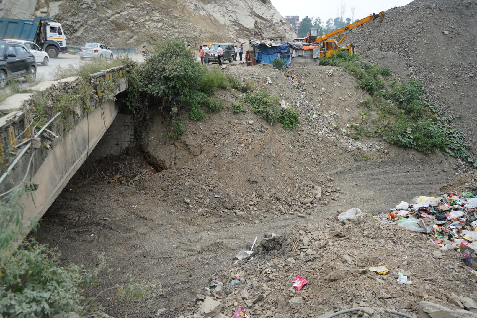 A spring that has been blocked to widen the Chandigarh-Shimla highway, a common sight across Himachal Pradesh (Image: Kapil Kajal)