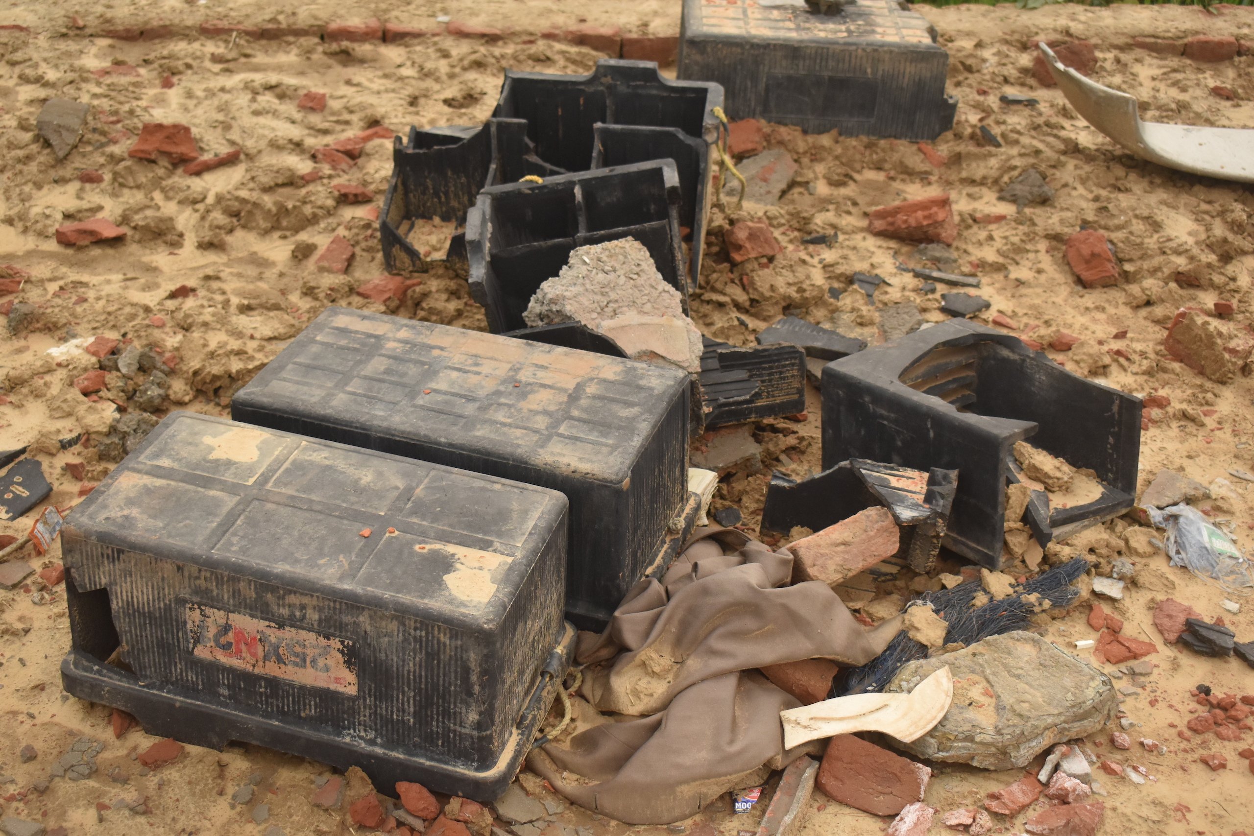 Casings of used lead acid batteries, Monish Upadhyay