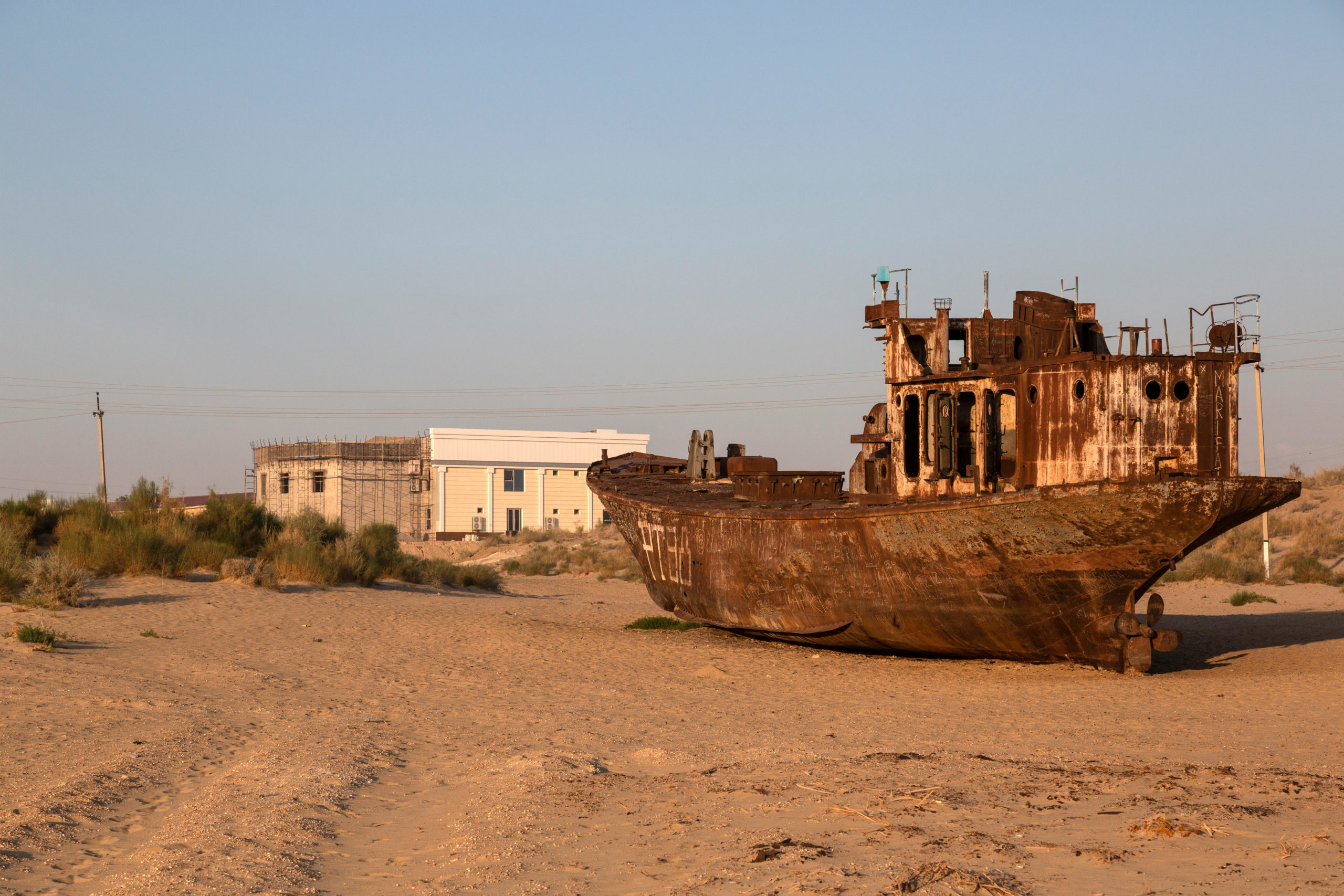Rusting boats in the desert 