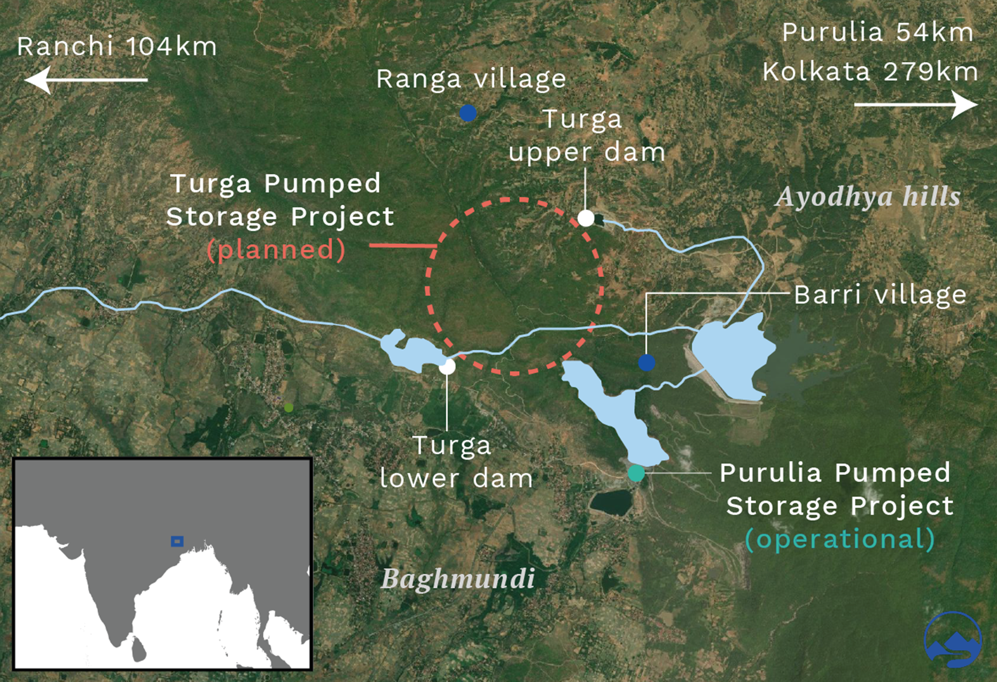 Map of the Turga Pumped Storage Project area