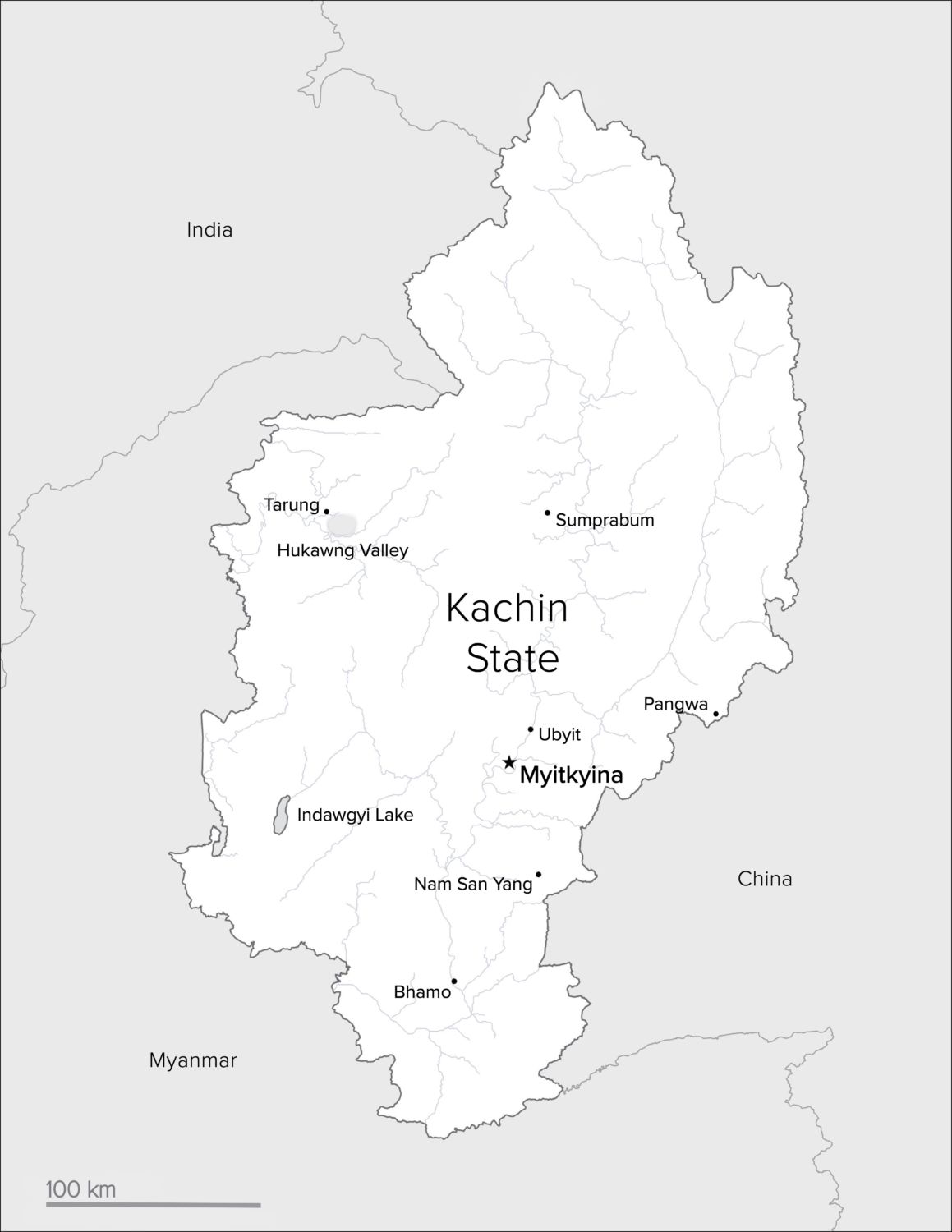 map of kachin state, Myanmar