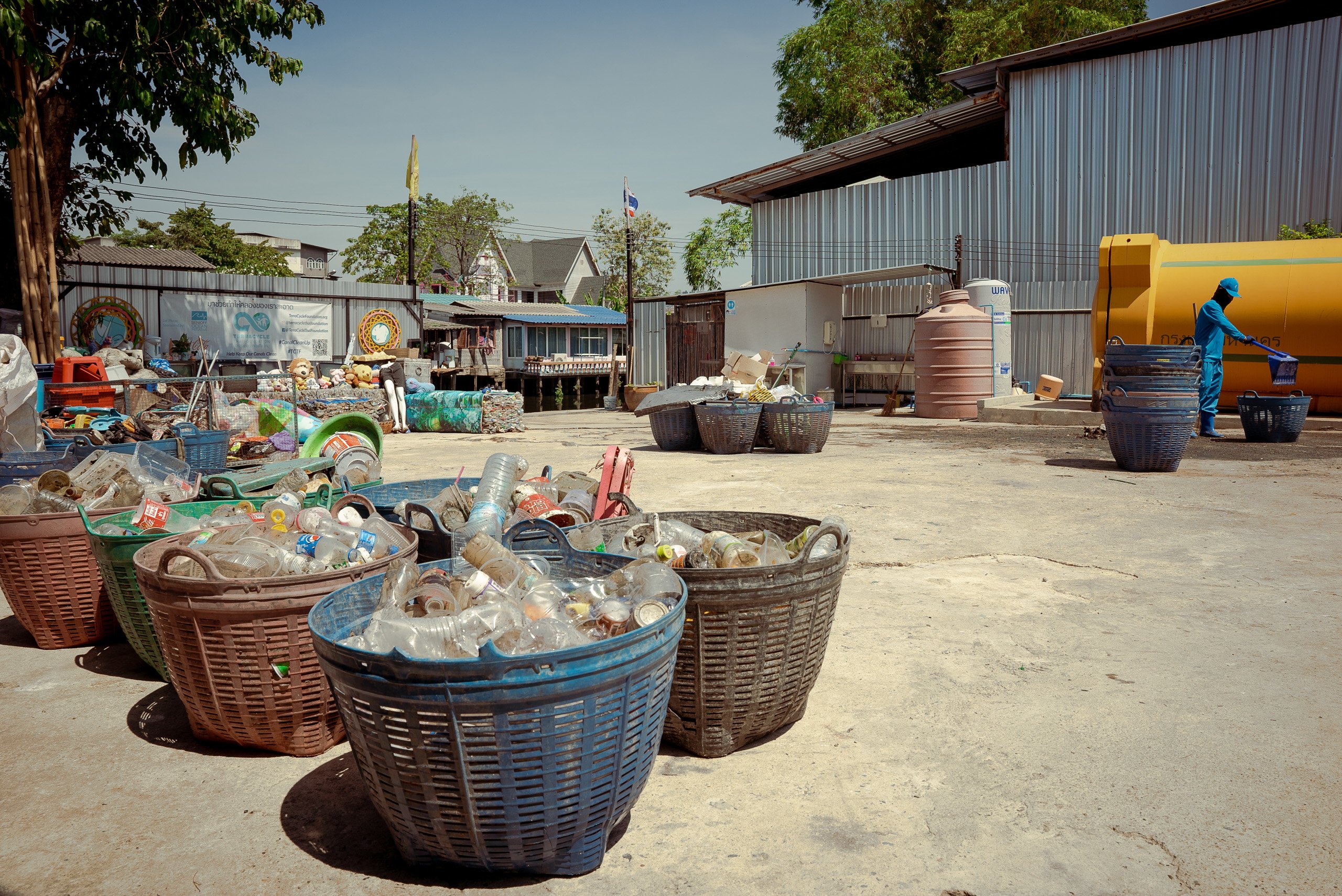 baskets of waste on convrete