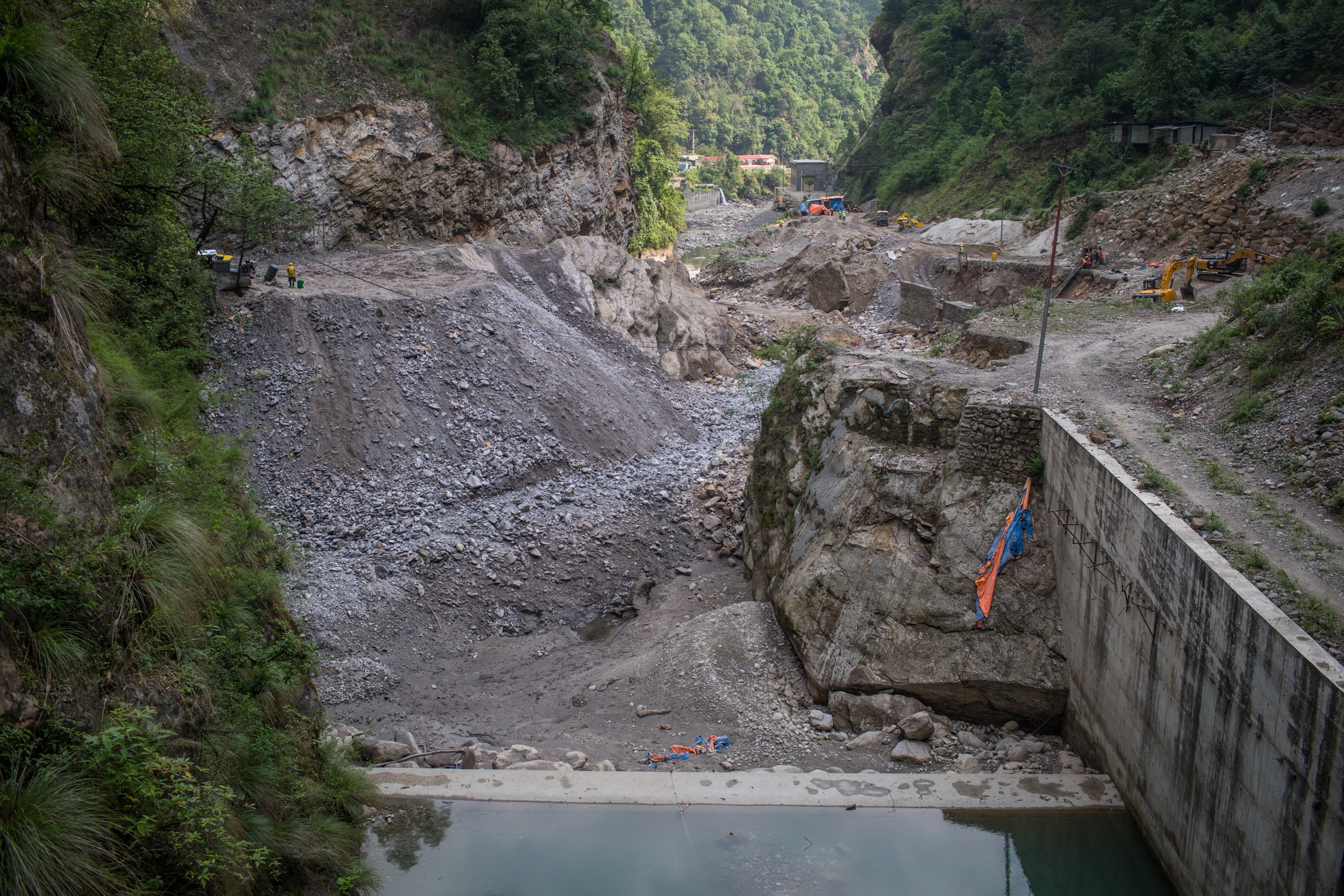 A dry section of the Nyadi River, which has been diverted for the Nyadi Khola project. 