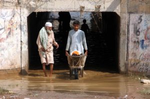 Flood affected people are facing difficulties after submerged into flooded and rainwater, due to poor sewerage system, creating problems for residents,