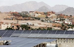 <p>Solar panels on a hotel roof in Sharm el-Sheikh, Egypt, which will host the crucial climate summit COP27 in November (Image: Mohamed Abd El Ghany / Alamy)</p>