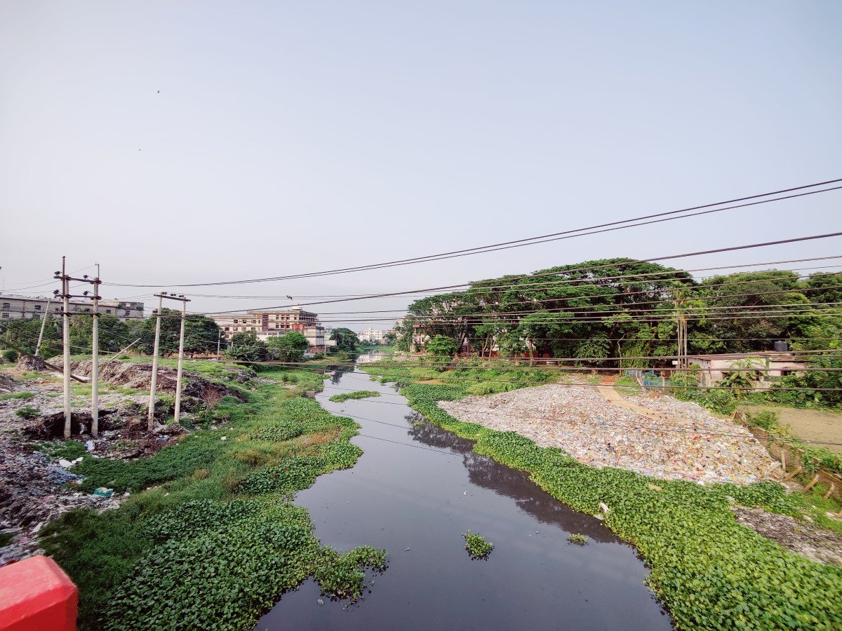 Industrial and household waste dumped in Dhaka waterbodies