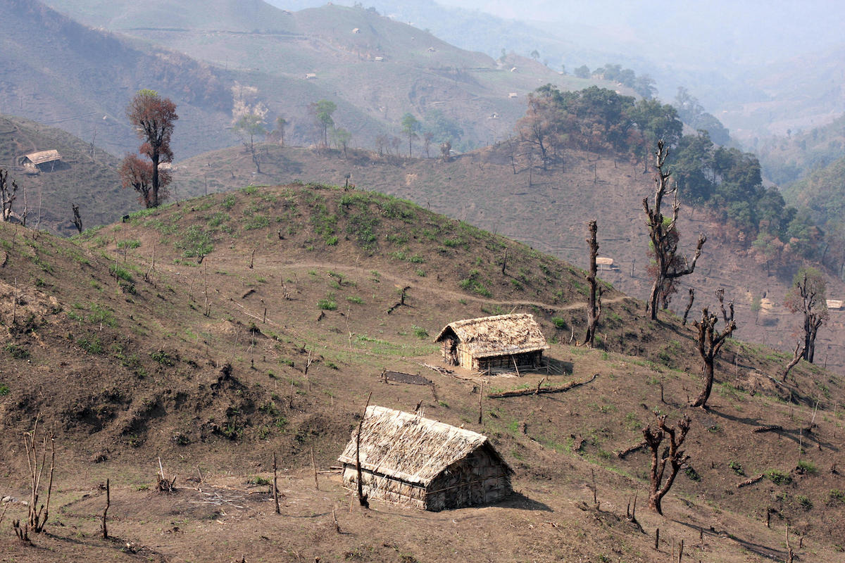 Deforested hill side on the Indian side of the India-Burma border in Nagaland.