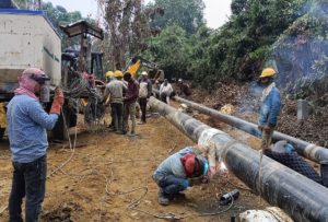 Two new pipelines being laid in late December 2022. The pipelines will connect an oil and gas field in Arunachal Pradesh to a central gas gathering station in Assam, passing through nearly 20 kilometres of protected forest.