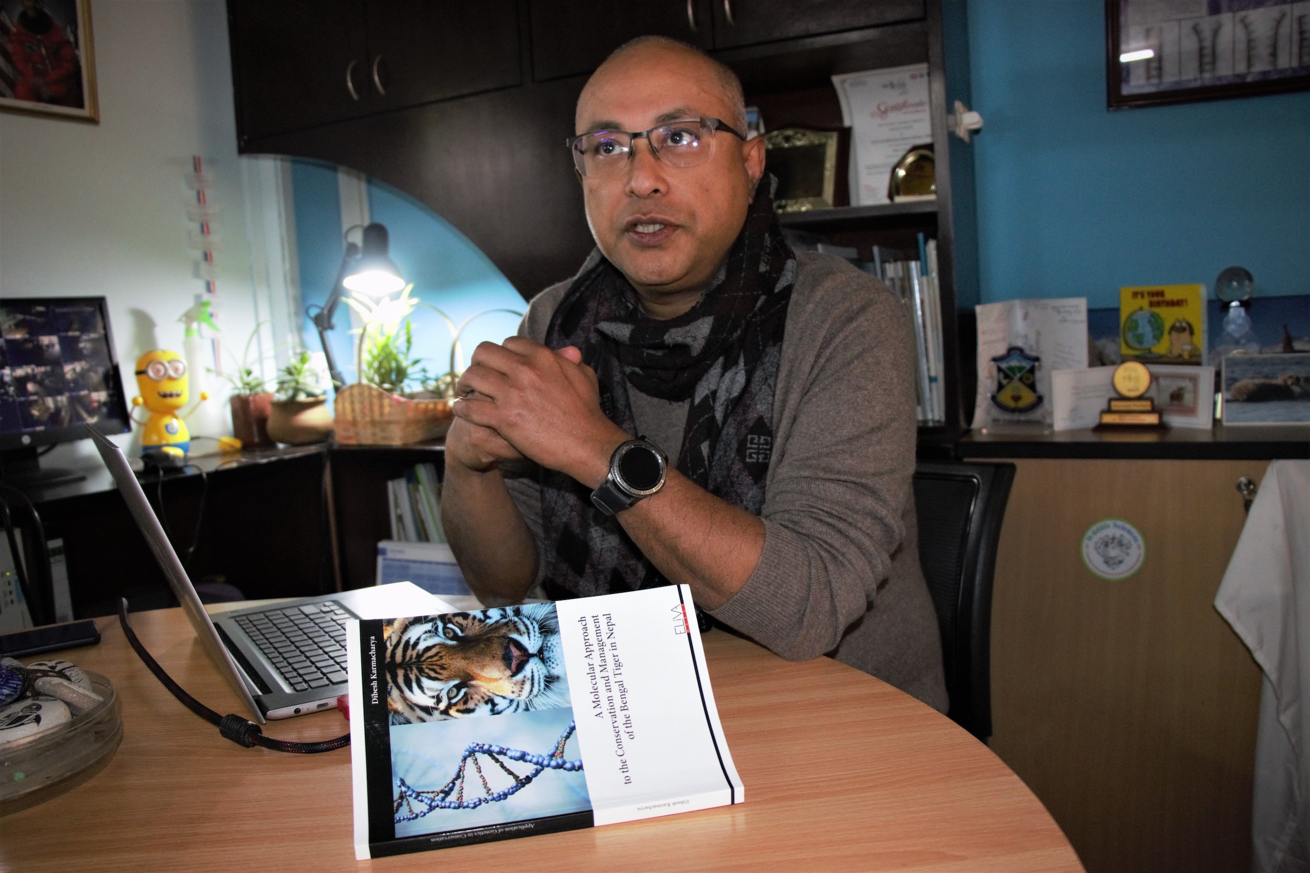 Dibesh Karmacharya in his wildlife genetic laboratory