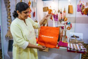 <p>The ‘Plastic Vikalp Mela’ (Alternative To Plastic fair) held in New Delhi in July 2022 aimed to spread awareness about ways to replace plastic products (Image: Pradeep Gaur / Alamy)</p>